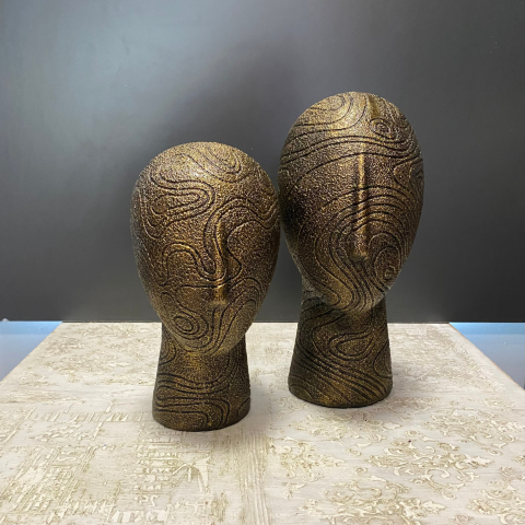 Dekoratif 2'li Soyut Büst Gold