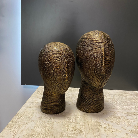 Dekoratif 2'li Soyut Büst Gold