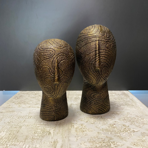 Dekoratif 2'li Soyut Büst Gold