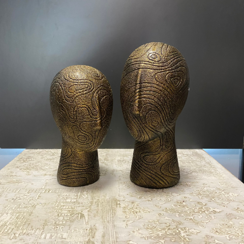 Dekoratif 2'li Soyut Büst Gold