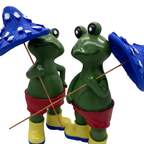 Dekoratif Karışık Renkli Polyester İkili Kurbağa Biblo Seti