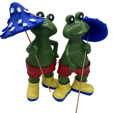 Dekoratif Karışık Renkli Polyester İkili Kurbağa Biblo Seti