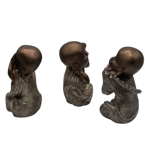 Görmedim Duymadım Bilmiyorum Üçlü Polyester Buda Biblo Heykel