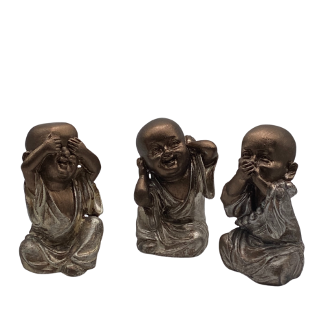 Görmedim Duymadım Bilmiyorum Üçlü Polyester Buda Biblo Heykel
