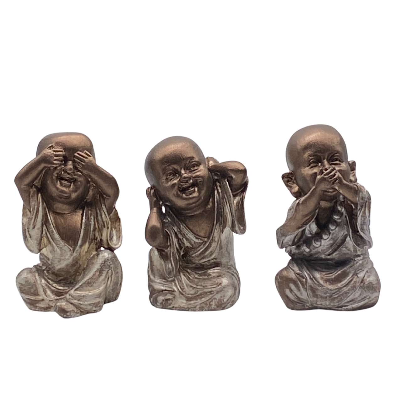 Görmedim Duymadım Bilmiyorum Üçlü Polyester Buda Biblo Heykel