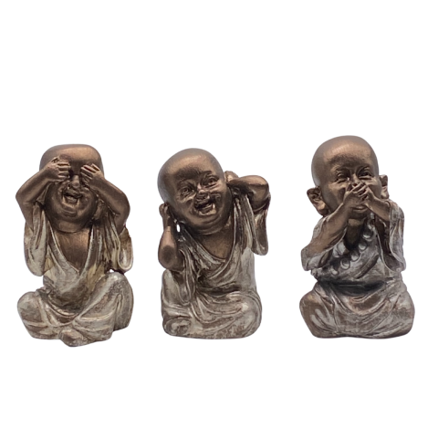 Görmedim Duymadım Bilmiyorum Üçlü Polyester Buda Biblo Heykel