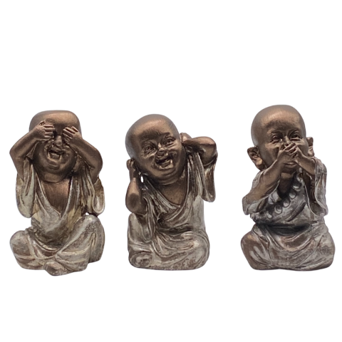 Görmedim Duymadım Bilmiyorum Üçlü Polyester Buda Biblo Heykel