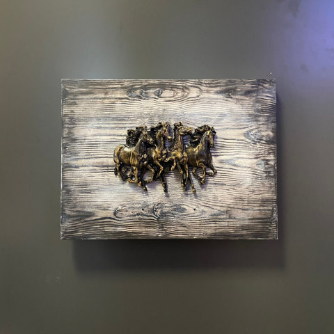 4'lü Koşan At Duvar Panosu