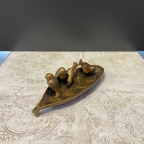 4 Kuşlu Antik Gold Dekoratif Tabak Anahtarlık