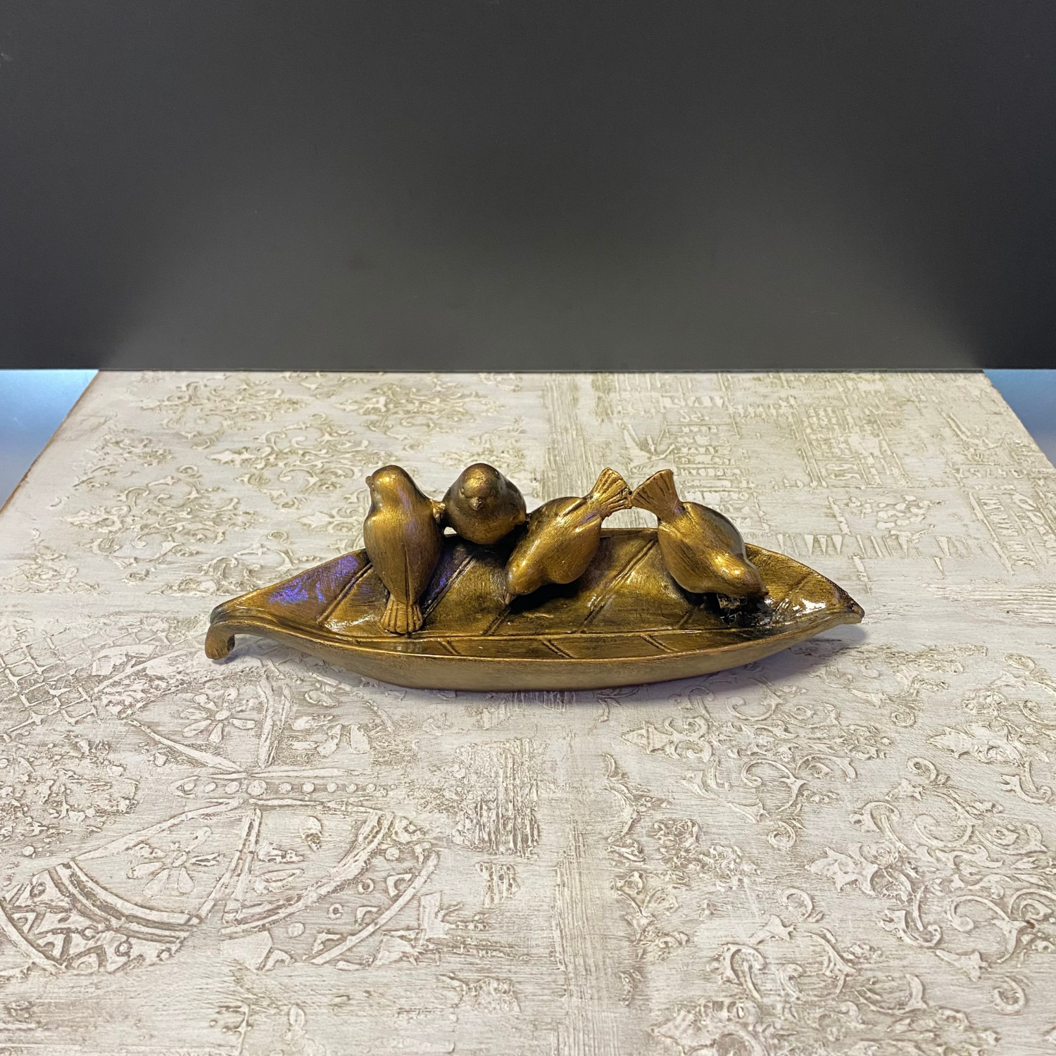 4 Kuşlu Antik Gold Dekoratif Tabak Anahtarlık