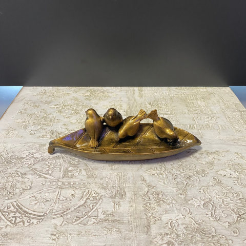 4 Kuşlu Antik Gold Dekoratif Tabak Anahtarlık
