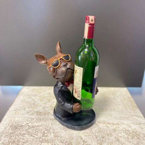Buldog Köpek Şaraplık Şişe Tutucu