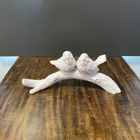 Dalda 2'li Kuş Ham Polyester Obje