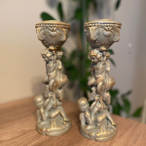 Melek Figürlü İkili Şamdan Mumluk
