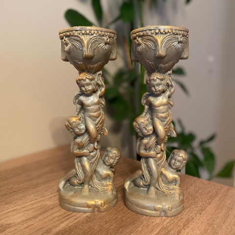 Melek Figürlü İkili Şamdan Mumluk
