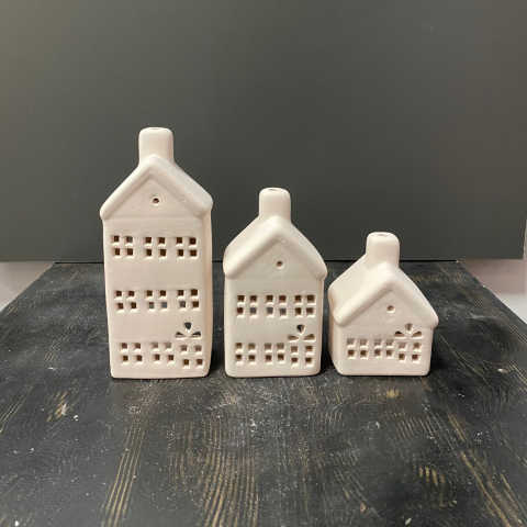 3'lü Seramik Ev Mumluk