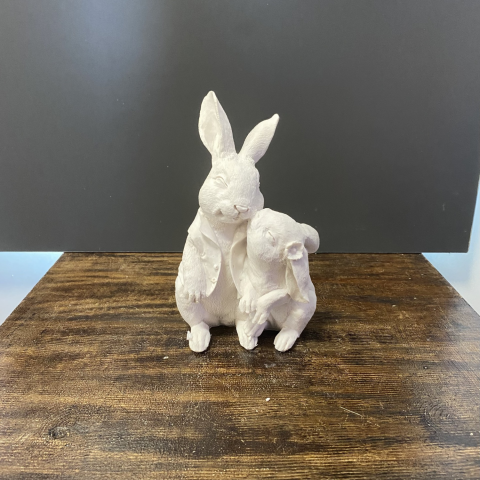 Yavrulu Tavşan Ham Polyester Obje