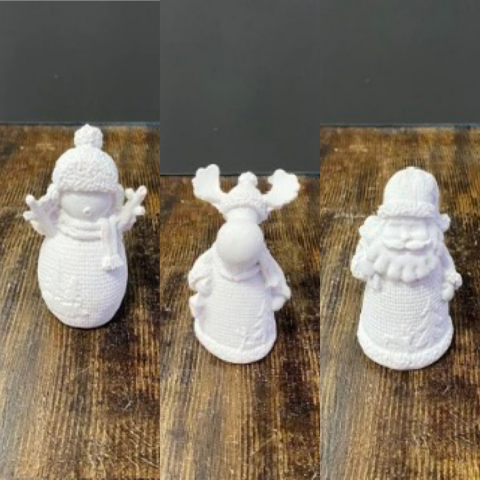 Noel Baba Geyik ve Kardan Adam Yılbaşı Ham Polyester Obje Seti