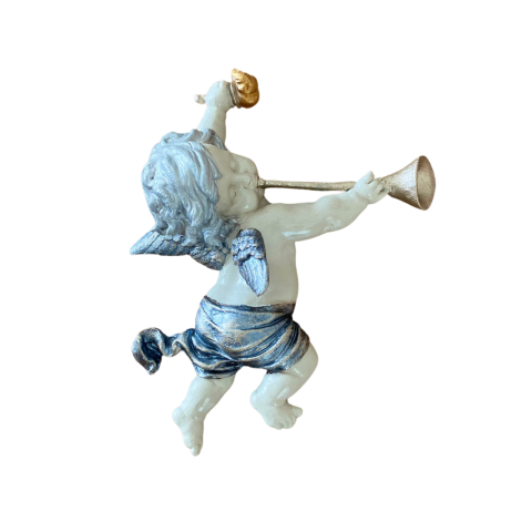 Duvar Süsü İkili Borazanlı Melek Figürü