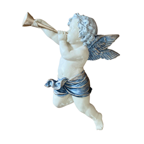 Duvar Süsü İkili Borazanlı Melek Figürü