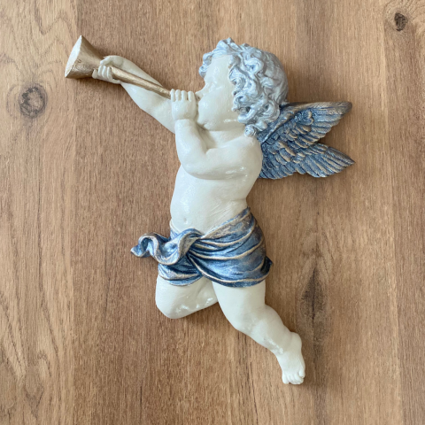 Duvar Süsü İkili Borazanlı Melek Figürü
