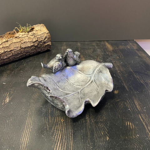 2 Kuşlu Oval Dekoratif Yaprak Tabak