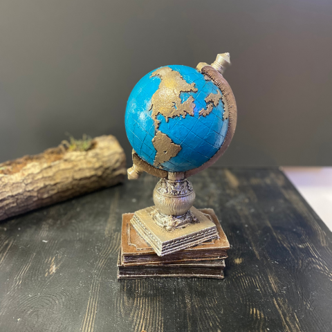 Çift Kitap Üzeri Dünya Küre Biblo