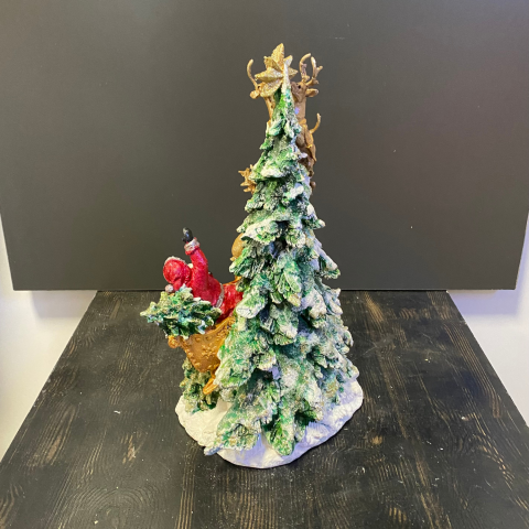 Çam Ağacına Tırmanan Noel Baba ve Geyik Biblo