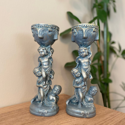Melek Figürlü İkili Şamdan Mumluk