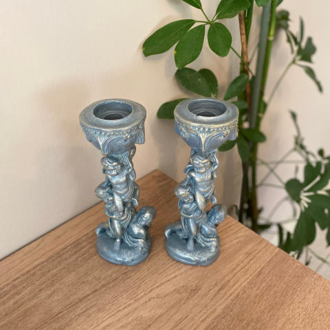 Melek Figürlü İkili Şamdan Mumluk
