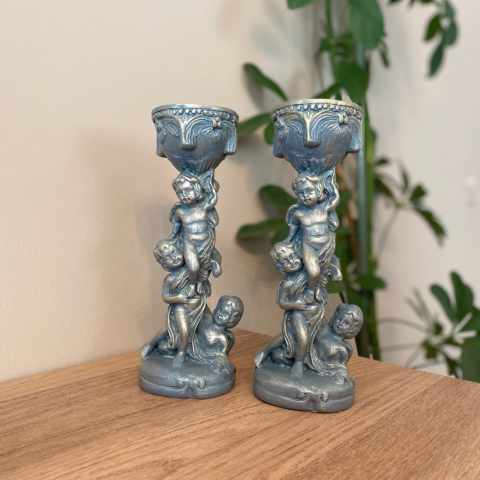 Melek Figürlü İkili Şamdan Mumluk