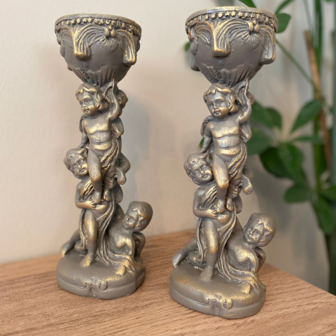 Melek Figürlü İkili Şamdan Mumluk