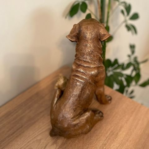 Golden Retriever Köpek ve Yavrusu Bahçe Dekoru Biblo Heykel