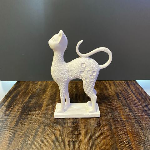 Desenli Kedi Büyük Ham Polyester Obje