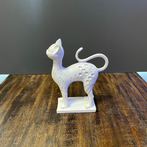 Desenli Kedi Küçük Ham Polyester Obje