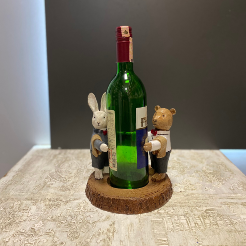 Ayı ve Tavşan Şişe Tutucu Şaraplık