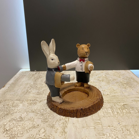 Ayı ve Tavşan Şişe Tutucu Şaraplık