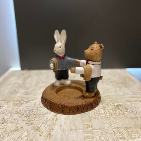 Ayı ve Tavşan Şişe Tutucu Şaraplık