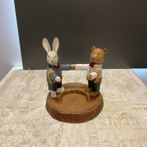 Ayı ve Tavşan Şişe Tutucu Şaraplık