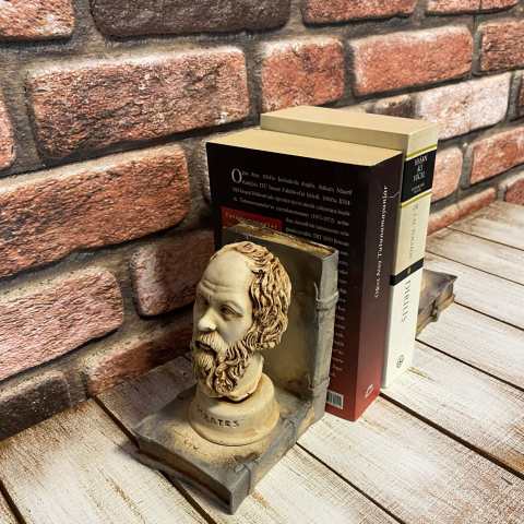 Socrates Büst Antik Kitap Tutucu