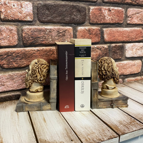 Socrates Büst Antik Kitap Tutucu