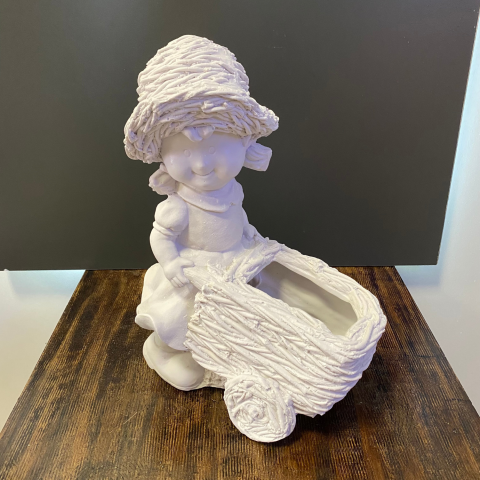 Sepet Araba Taşıyan Kız Bahçe Dekoru