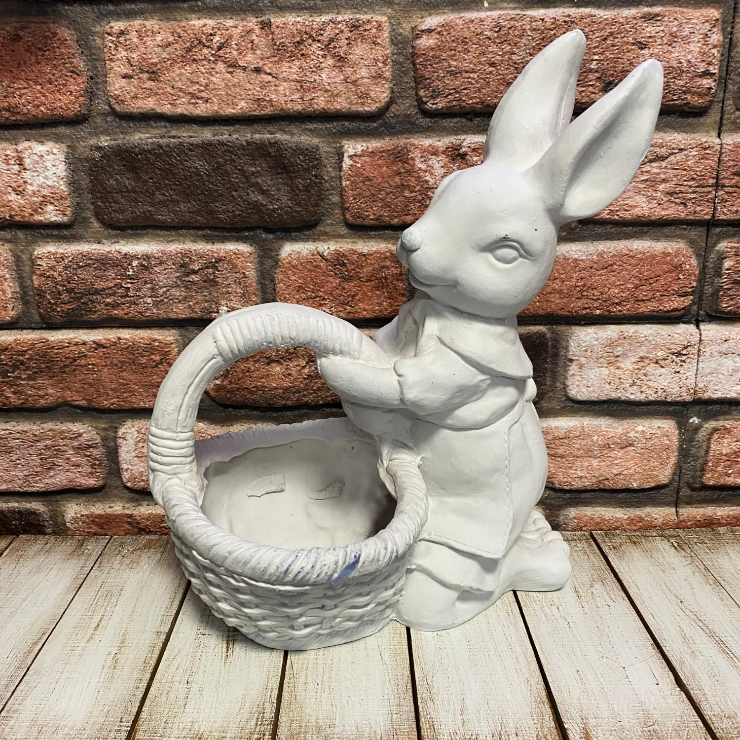 Sepetli Tavşan Ham Polyester Obje