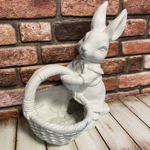 Sepetli Tavşan Ham Polyester Obje