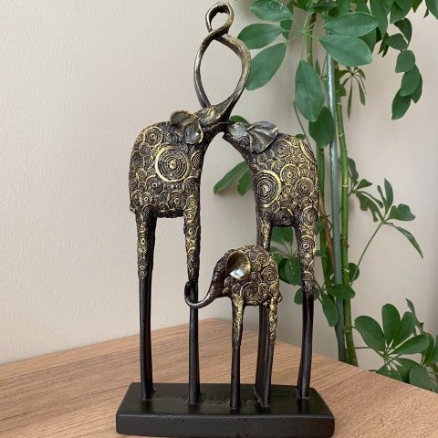 3'lü Fil Ailesi Dekoratif Biblo