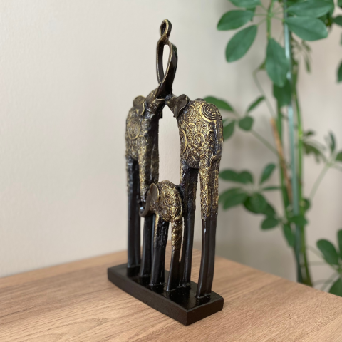 3'lü Fil Ailesi Dekoratif Biblo