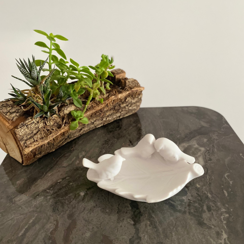 3 Kuşlu Yaprak Tabak