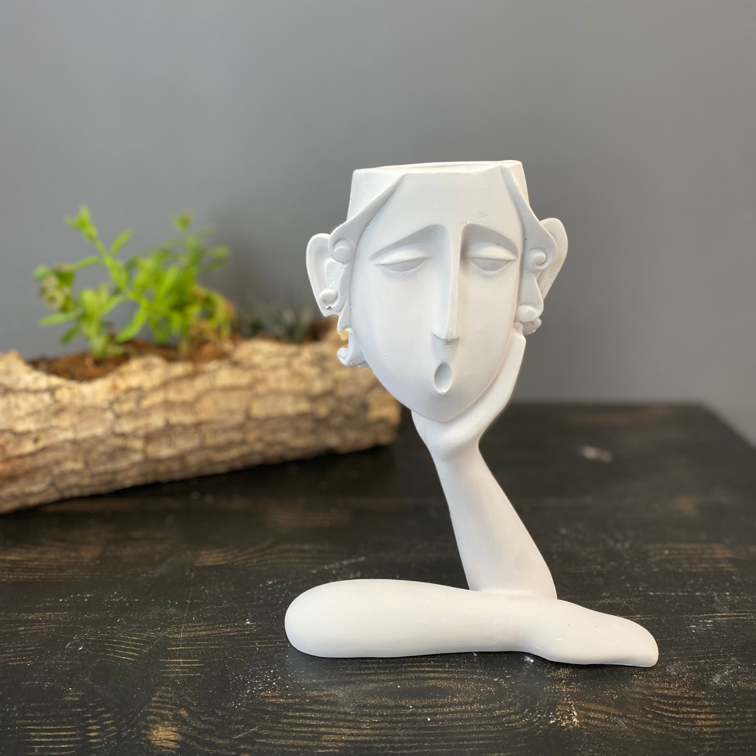 Tek Eli Yüzünde Soyut Saksı