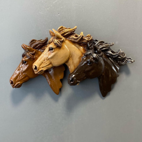 3'lü At Kafası Başı Duvar Dekoru