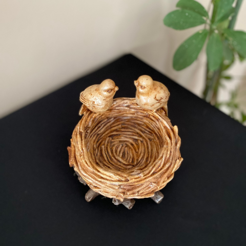 2 Kuşlu Dekoratif Kuş Yuvası Sepet